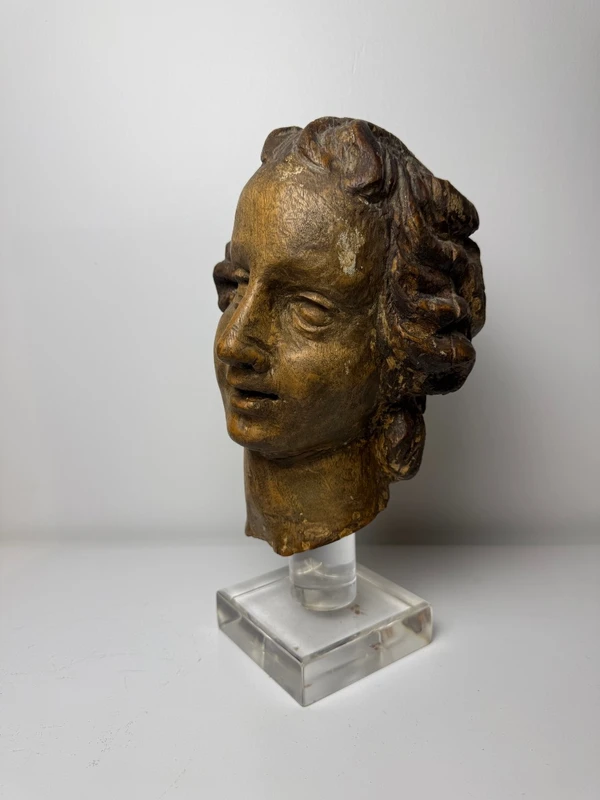 Sculpture en bois représentant une tête d'ange - Gênes (Italie), XVIIe siècle