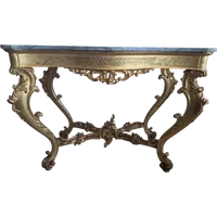 Grande console rococo dorée avec plateau en marbre, fin du XIXe - début du XXe siècle