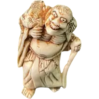 Netsuke in avorio raffigurante personaggio maschile