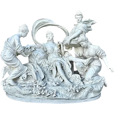 Large earthenware sculptural group depicting the mythological figure of Diana the Huntress