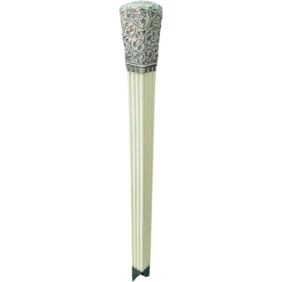 Ivory "plume" staff with a square cross-section and vertical engravings