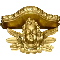 Applique murale en bois sculpté et feuille d'or, ornée d'une tête d'ange chérubin.
