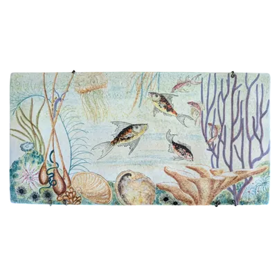 Ceramic tile decorated with marine scene