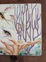 Ceramic tile decorated with marine scene