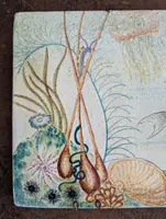 Ceramic tile decorated with marine scene