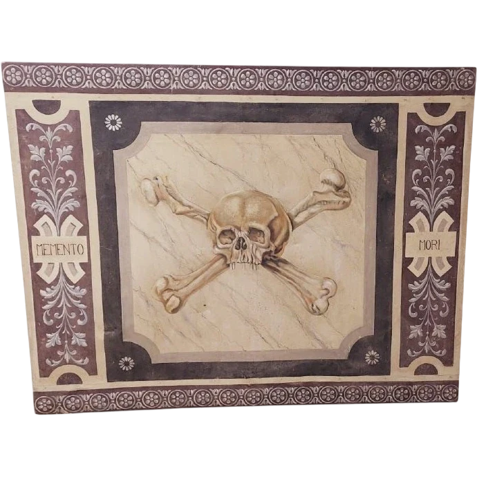 Memento Mori grande dipinto a tempera su tela XVIII secolo