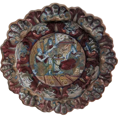 Grande assiette décorative au lustre, originaire du centre de l'Italie, fin du XIXe – début du XXe siècle