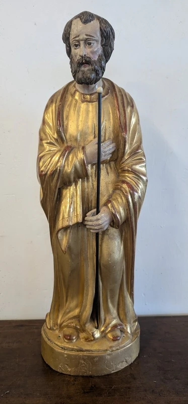 Scultura di San Giuseppe in Legno Dorato – Metà XIX Secolo