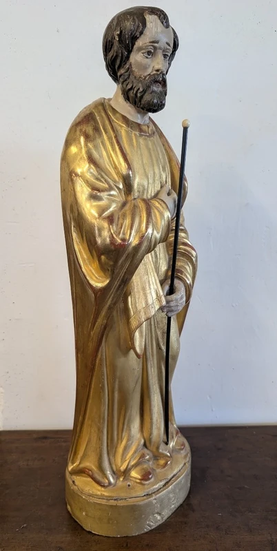Scultura di San Giuseppe in Legno Dorato – Metà XIX Secolo