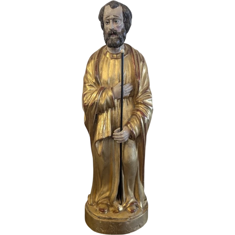 Scultura di San Giuseppe in Legno Dorato – Metà XIX Secolo