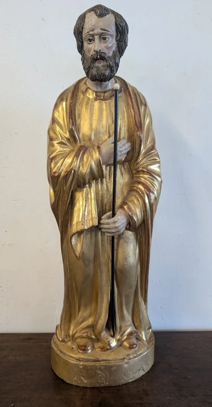 Scultura di San Giuseppe in Legno Dorato – Metà XIX Secolo