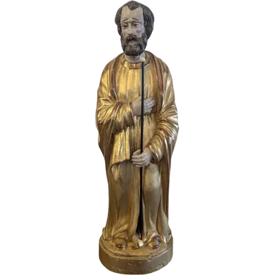 Scultura di San Giuseppe in Legno Dorato – Metà XIX Secolo
