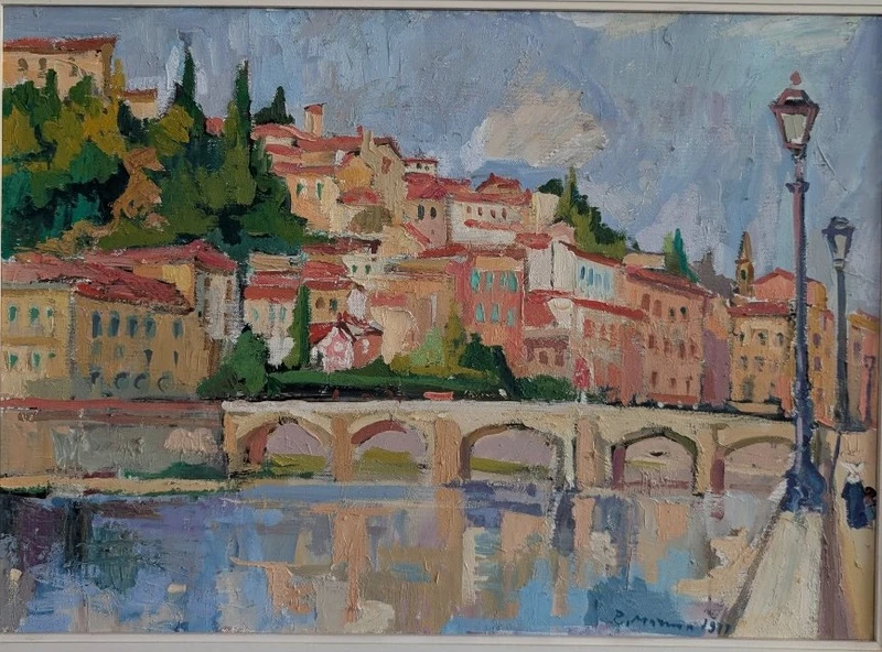 Rodolfo Marma (1903-1983) – Ponte Alle Grazie, Florence, huile sur toile datée de 1977