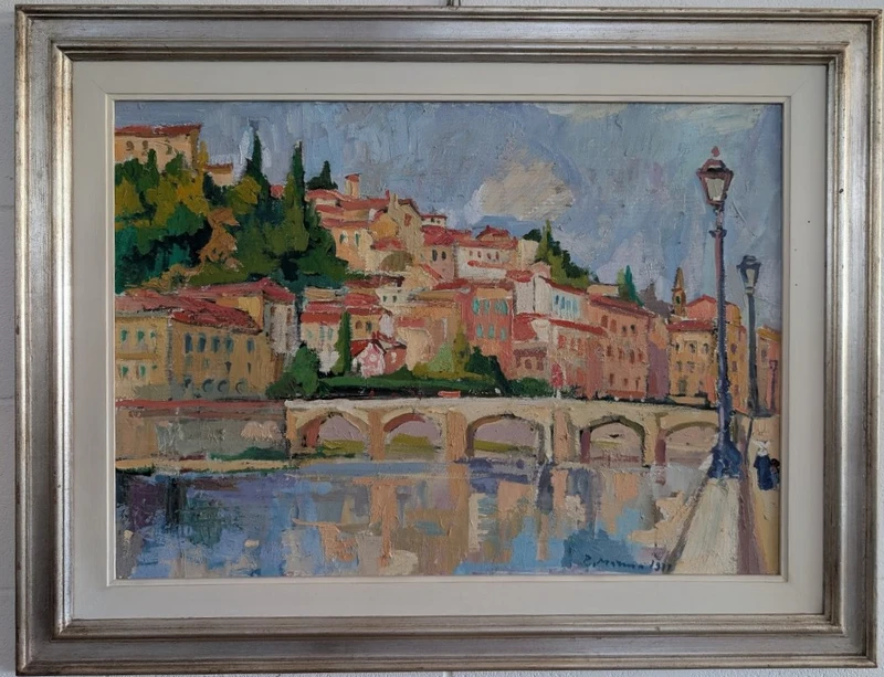 Rodolfo Marma (1903-1983) – Ponte Alle Grazie, Florence, huile sur toile datée de 1977