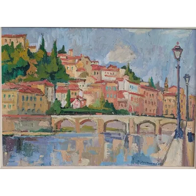 Rodolfo Marma (1903-1983) – Ponte Alle Grazie, Firenze, Olio Su Tela Datato 1977