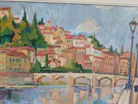 Rodolfo Marma (1903-1983) – Ponte Alle Grazie, Florence, huile sur toile datée de 1977