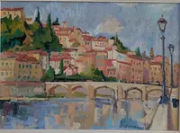Rodolfo Marma (1903-1983) – Ponte Alle Grazie, Florence, huile sur toile datée de 1977