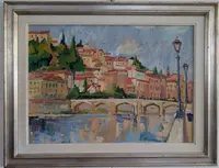 Rodolfo Marma (1903-1983) – Ponte Alle Grazie, Florence, huile sur toile datée de 1977