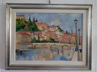 Rodolfo Marma (1903-1983) – Ponte Alle Grazie, Florence, huile sur toile datée de 1977