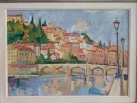 Rodolfo Marma (1903-1983) – Ponte Alle Grazie, Florence, huile sur toile datée de 1977