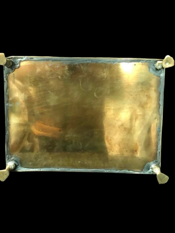 Calamaio-Servizio da scrittoio in bronzo con vassoio traforato a piedi leonini e vari pezzi