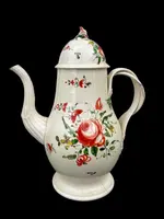 Earthenware coffee pot decorated with roses. Derbyshire, England.