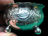 Servizio di 4 saliere in argento con decori floreali e rocaille  con scatola originale.