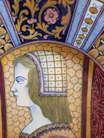 Large Rubboli-glazed plate with a Renaissance-style female profile – Gualdo Tadino, mid-19th century