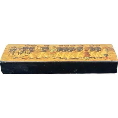 A papier-mâché box depicting a school battalion.