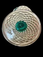 A slightly iridescent aquamarine "balloton" glass bottle. Flavio Poli for Seguso