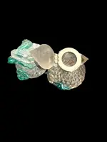 A slightly iridescent aquamarine "balloton" glass bottle. Flavio Poli for Seguso