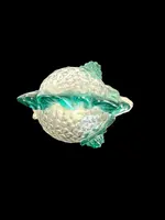 A slightly iridescent aquamarine "balloton" glass bottle. Flavio Poli for Seguso