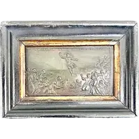 Bas-relief en corne avec cadre en bois représentant l'Ascension du Christ.