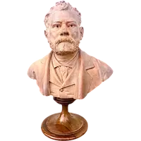 Terracotta bust depicting a young Giosue’ Carducci. Signed: G. Cerrone.