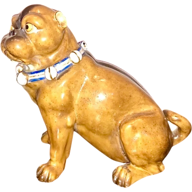 Polychrome porcelain Pug. Dresden Manufactory,