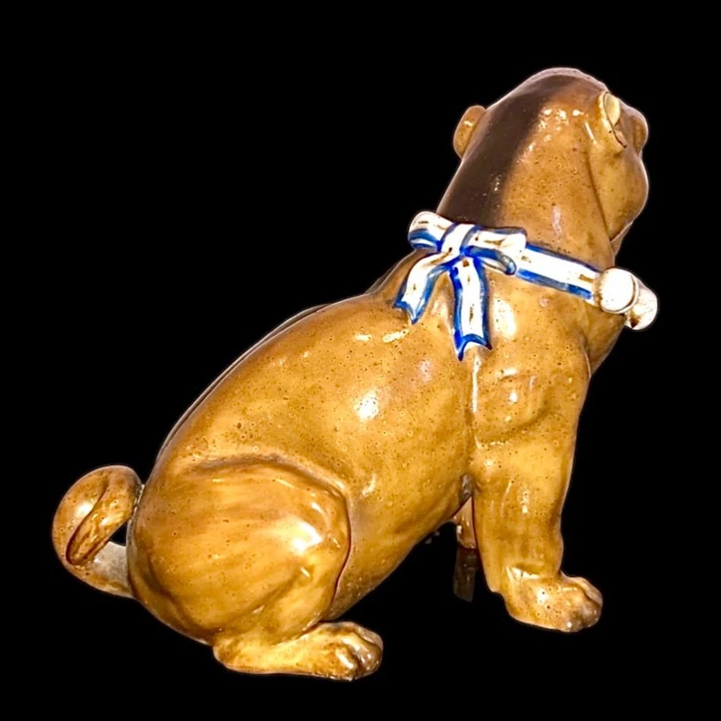 Polychrome porcelain Pug. Dresden Manufactory,