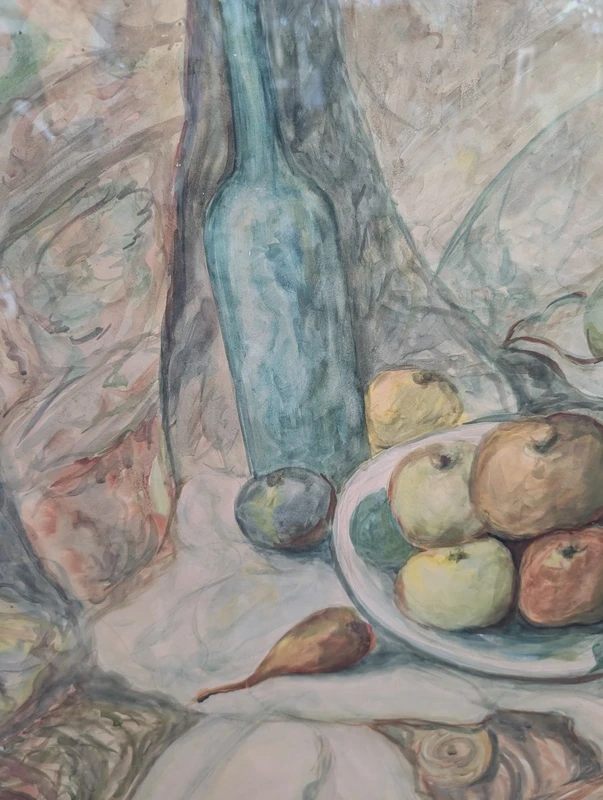 Natura morta con frutta e pesce – Acquerello su cartoncino, prima metà del Novecento