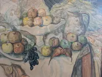 Natura morta con frutta e pesce – Acquerello su cartoncino, prima metà del Novecento