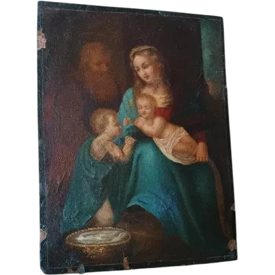 Antique painting on copper—The Holy Family—