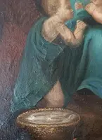 Antico dipinto su rame-sacra famiglia-