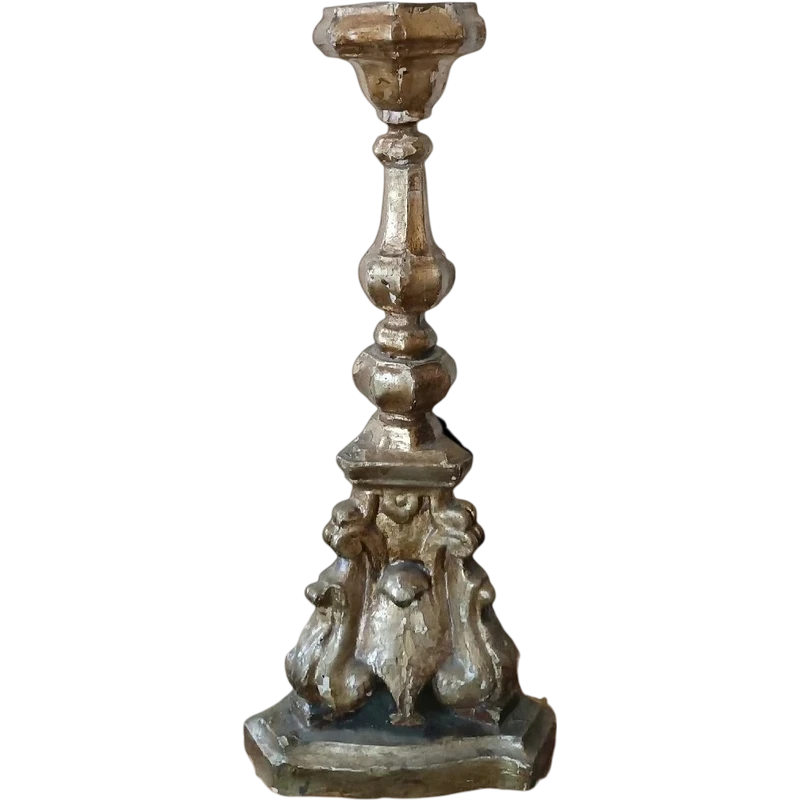 Antico candeliere in legno barocco