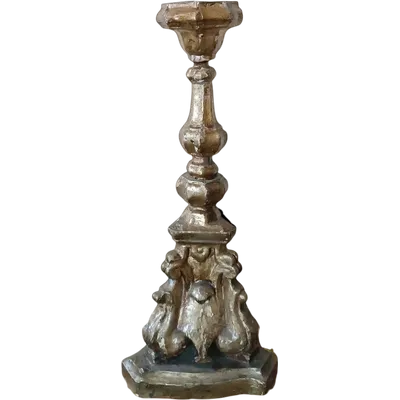 Antique Baroque wooden candlestick