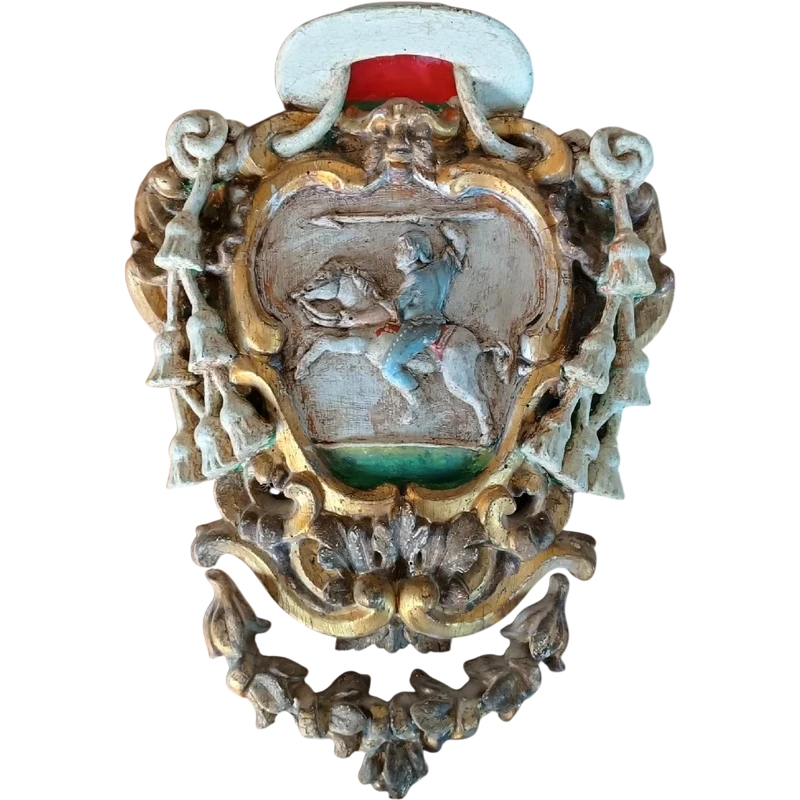 Ancien blason en bois laqué et doré, fin du XVIIe - début du XVIIIe siècle