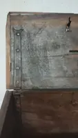 Antique 17th-century inlaid wooden alms box—L. 30, W. 20, H. 18