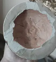 Rara coppia antichi candelieri argentati in terracotta XVII secolo