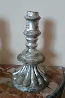 Rara coppia antichi candelieri argentati in terracotta XVII secolo