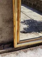 Grand miroir en bois du XIXe siècle, doré à la feuille, avec corniche