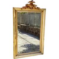 Grand miroir en bois du XIXe siècle, doré à la feuille, avec corniche
