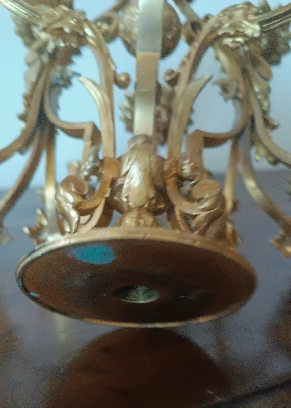Large 15-light bronze candelabra, mid-1800s