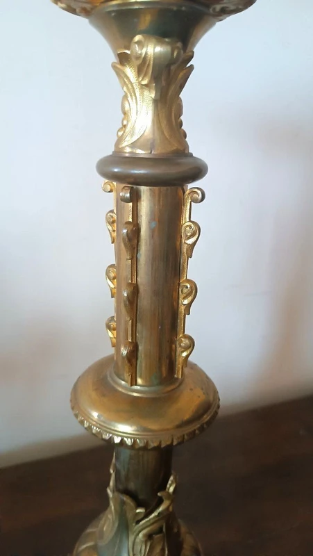 Large 15-light bronze candelabra, mid-1800s